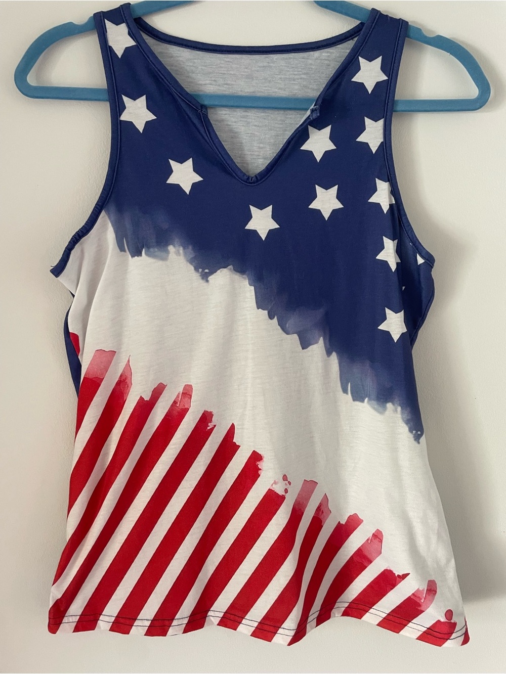 SHEIN Patriotic American Flag V-Neck Tank Top Stars Stripes S